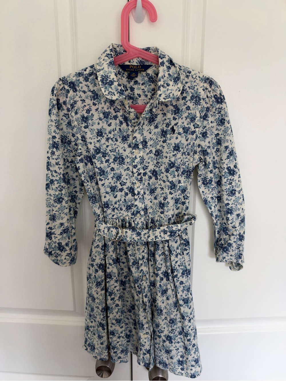 Polo by Ralph Lauren White and Blue Floral Shirt Dress for Kids